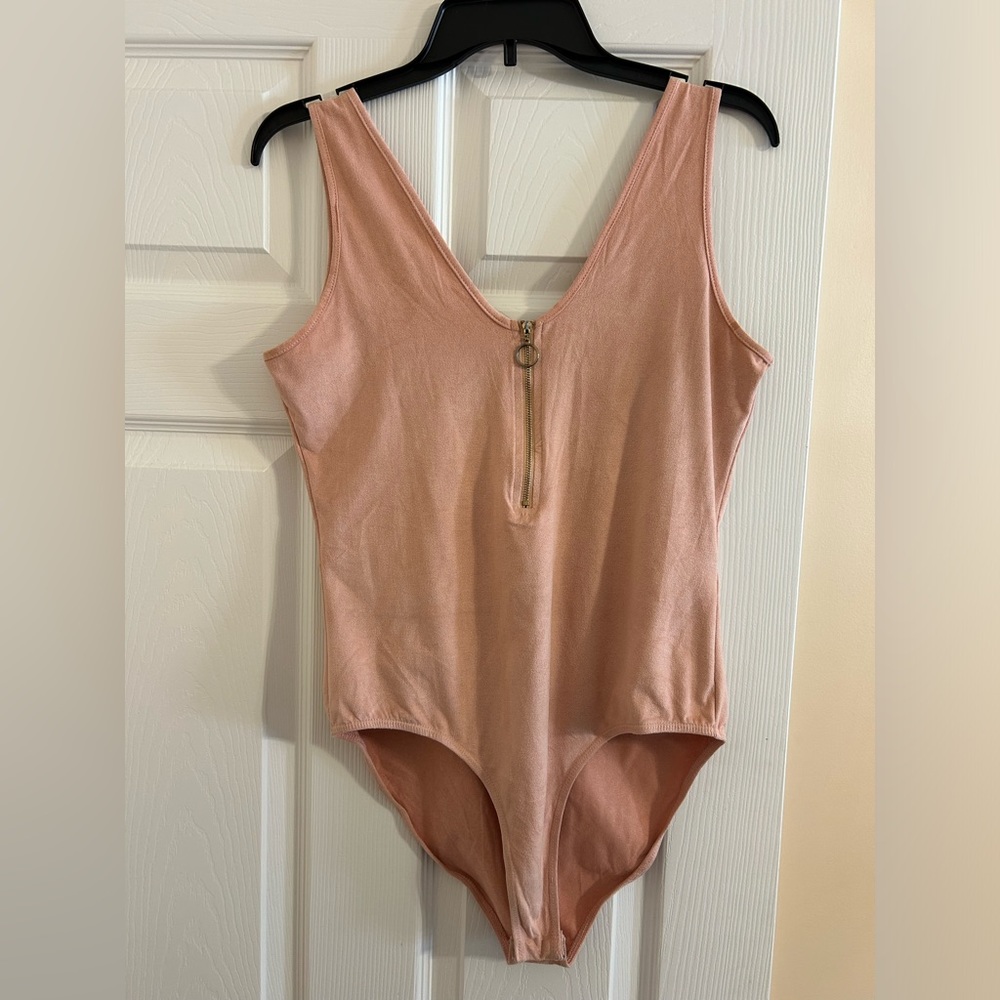 Pink/Blush Suede Bodysuit
